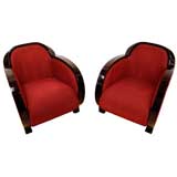 Pair of Chinese Deco Club Chairs