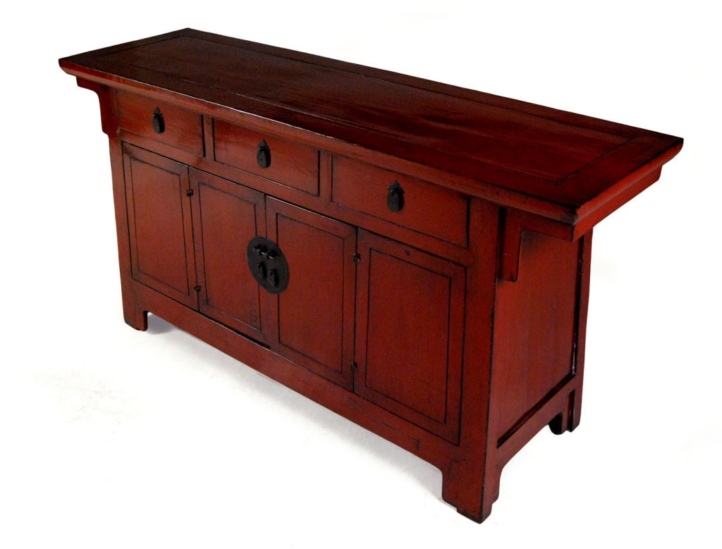 Red Lacquered Chinese Sideboard