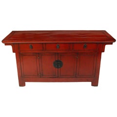Antique Red Lacquered Chinese Sideboard