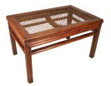 Antique Low Table with Woven Top
