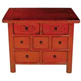 Antique Red Lacquered Chest of Drawers