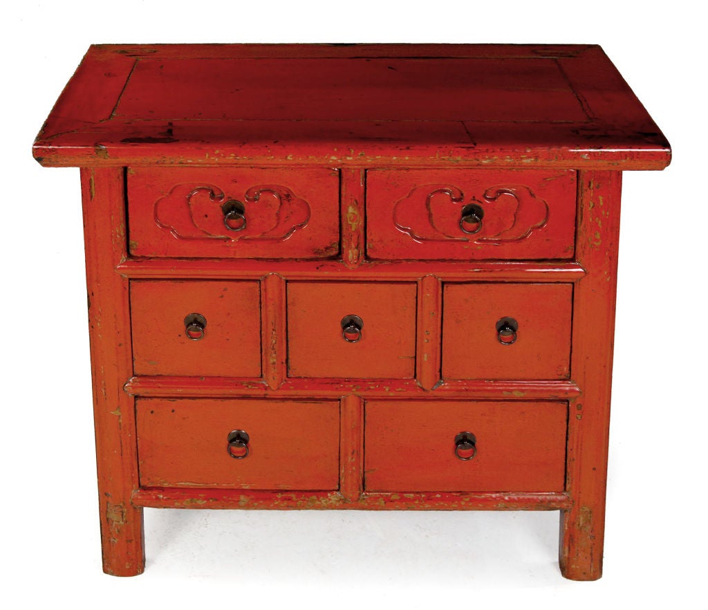 Red Lacquered Chest of Drawers