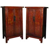 Pair of Chinese Red Lacquered Cabinets