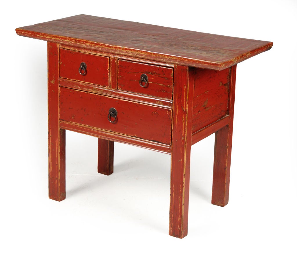 Red Lacquered Side Table