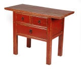 Antique Red Lacquered Side Table