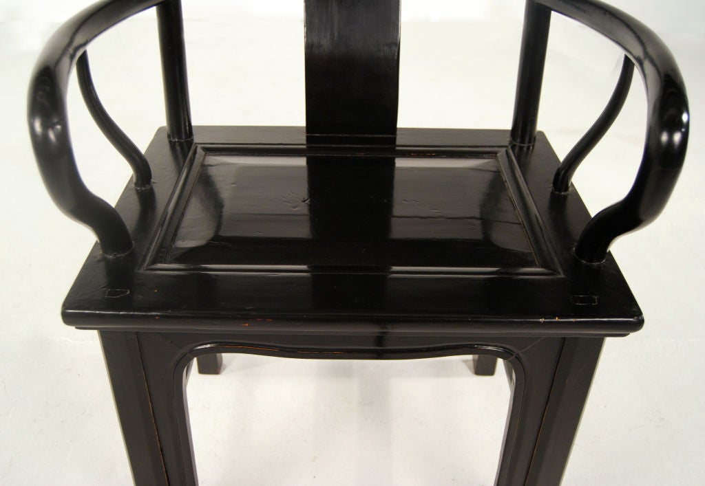 19th Century Black Lacquered  Chinese Chair