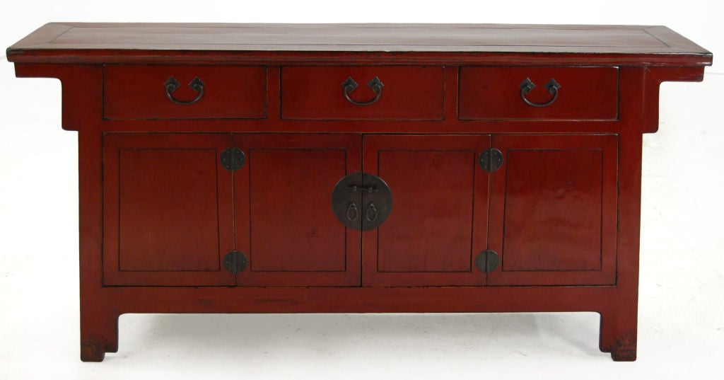 Red Lacquered Chinese Sideboard