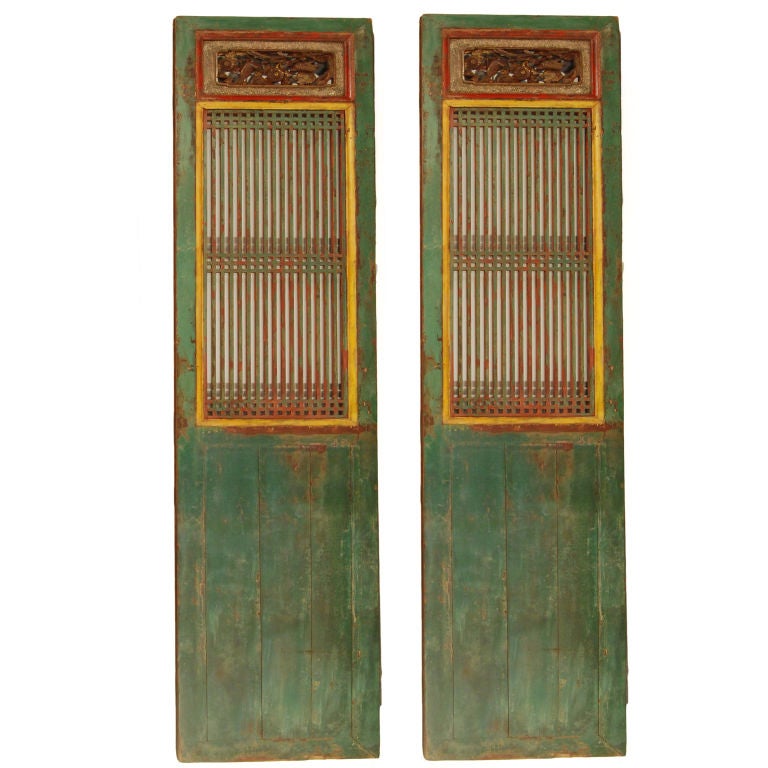 Pair of Painted Lattice Doors