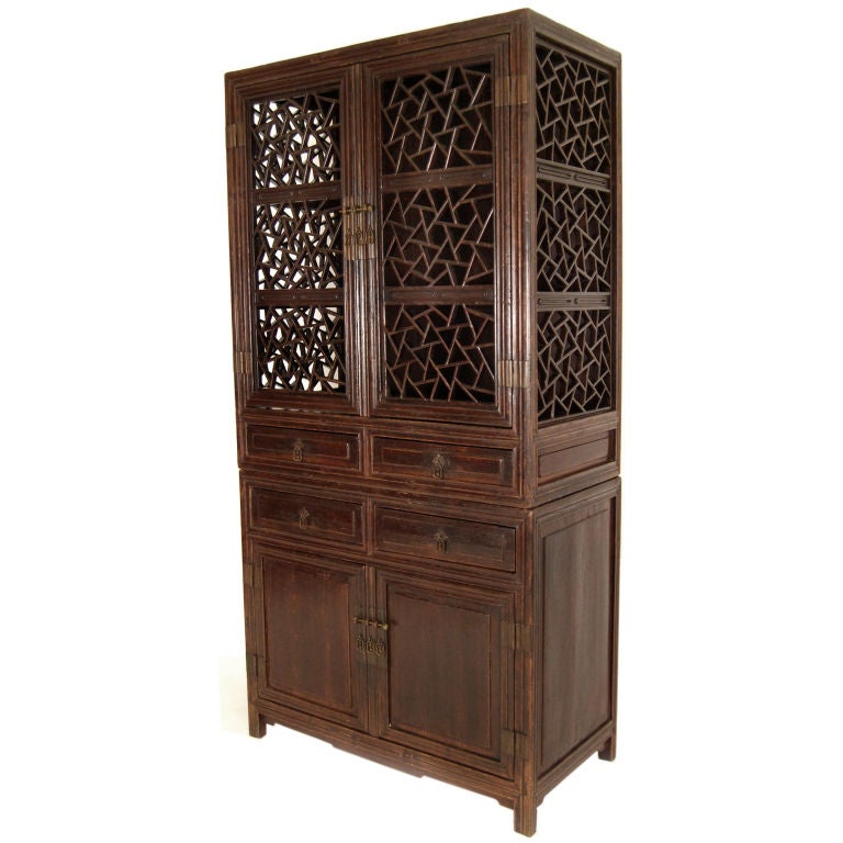 Chinese Cabinet with Lattice Doors