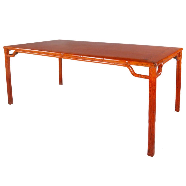 Orange Lacquered Dining Table at 1stdibs