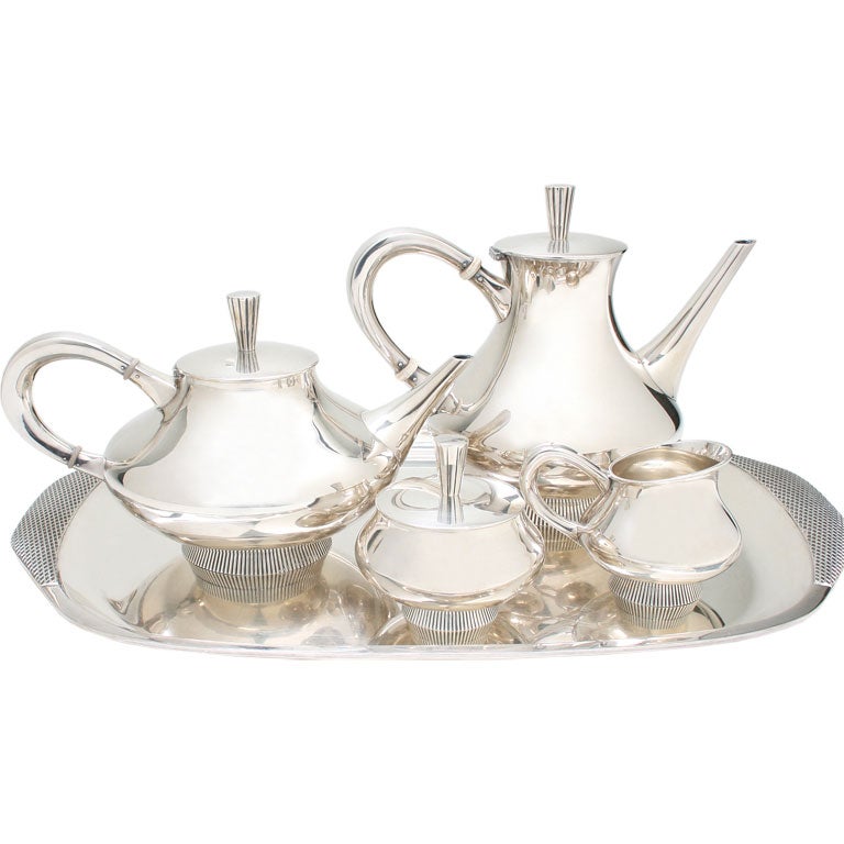 Art Deco  Hand Hammered Sterling Silver Tea & Coffee Set