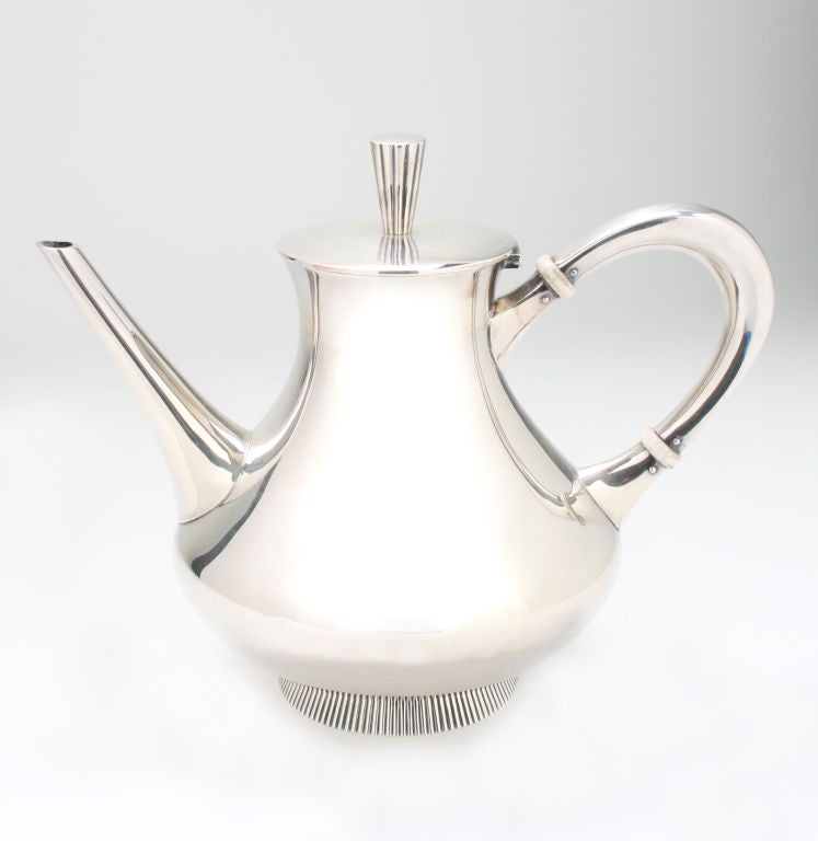 German Art Deco  Hand Hammered Sterling Silver Tea & Coffee Set