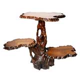 Burled Wood Three Tiered Table or Stand
