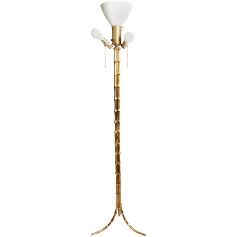 Gilt Brass Bamboo Floor Lamp