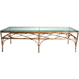 Hollywood Regency Gilt Iron Coffee Table in a  Bamboo Motif