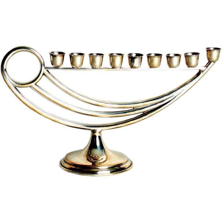 Modernist Sterling Silver Menorah