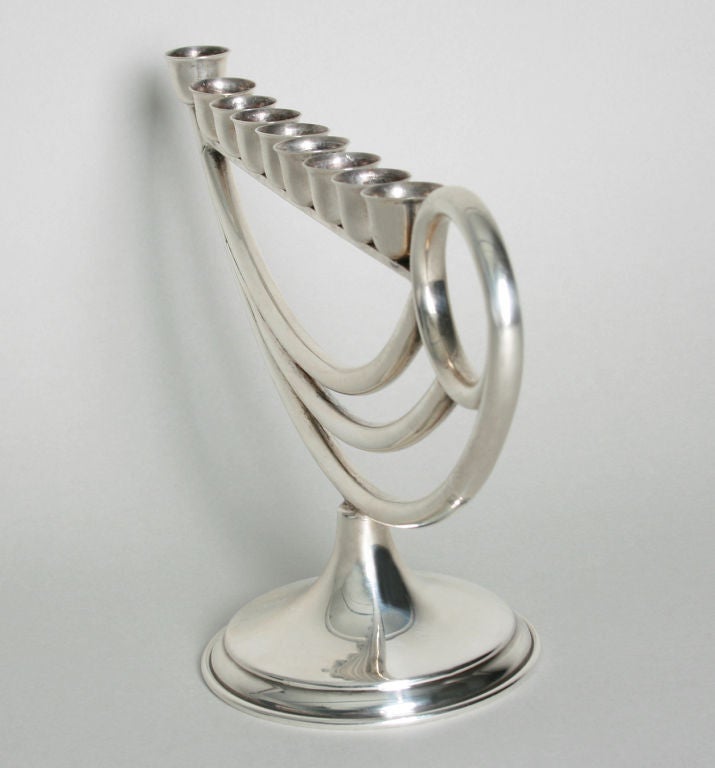 Mexican Modernist Sterling Silver Menorah