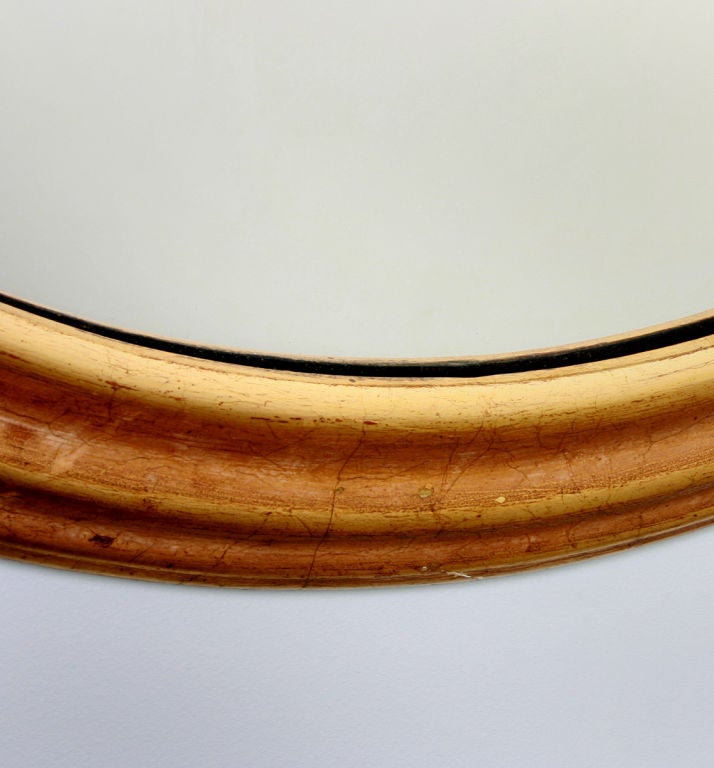 Italian Simple, Elegant Gold Leafed Round Mirror