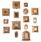 Collection of Hand Carved Gold Gilt  Small Mirrors