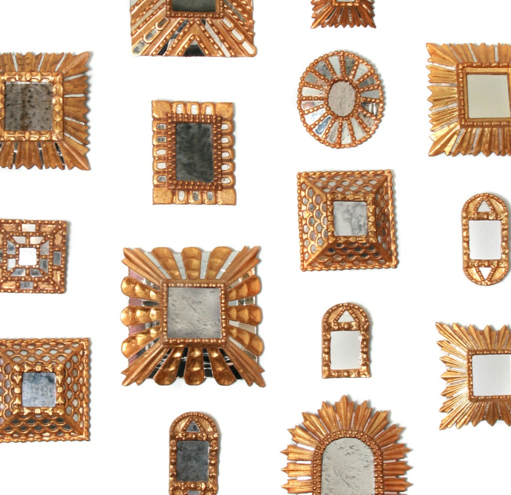 Collection of Hand Carved Gold Gilt  Small Mirrors