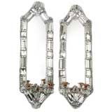 FABULOUS Large Pair of Crystal Mirrored Candle Sconces