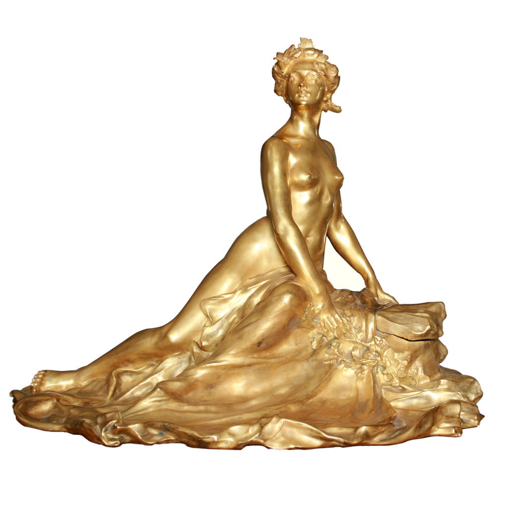 Gilded Bronze "L'idee"  by Raoul Francois Larche