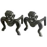 Pair of Figural Andirons Satyr Motif