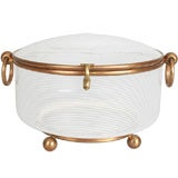 Venetian Latticino Glass Box with brass mounts