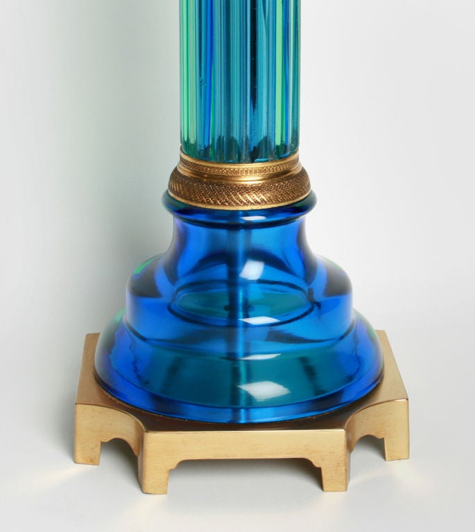 Mid-20th Century Marbro Blue Green Murano Glass Lamps