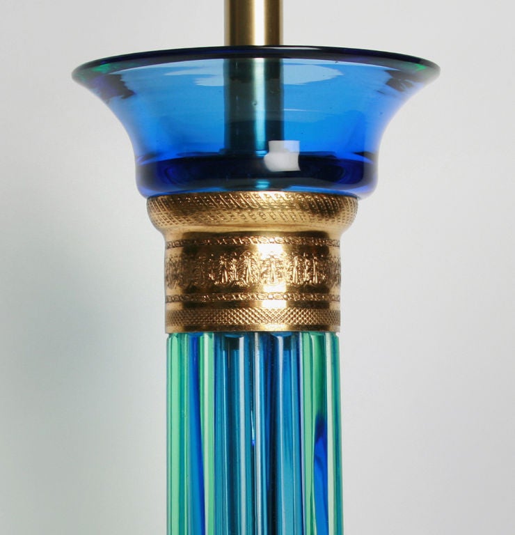 Marbro Blue Green Murano Glass Lamps 1
