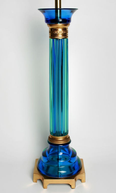 Marbro Blue Green Murano Glass Lamps 2