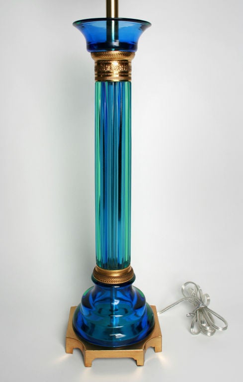 Marbro Blue Green Murano Glass Lamps 3