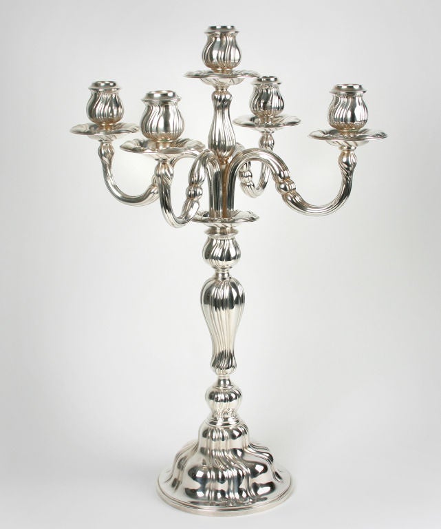 Pair of Monumental Art Nouveau 800 Silver Candelabrum