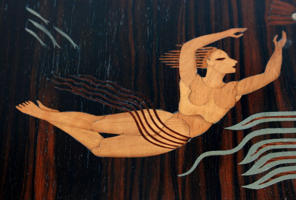 Mid-20th Century Beautiful Inlaid Box box with Mermaid