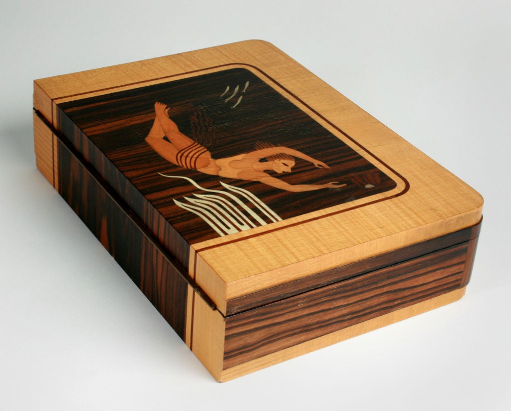 Wood Beautiful Inlaid Box box with Mermaid