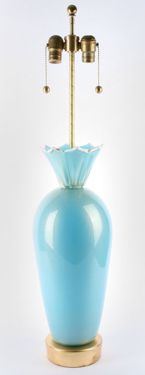 Tall and Elegant Blue Murano Lamp