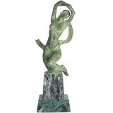 Bronze Sculpture of A Kneeling Woman with Flowing Scarf by Koni