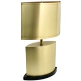 Polished Brass Ecliptical Lamp and Shade