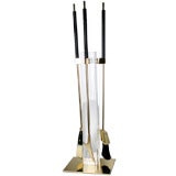 Lucite and Brass Fireplace Tools by Alessandro Albrizzi