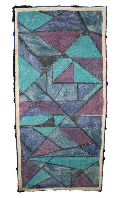 Mid-Century Modernist Geometric Hooked Rug In Excellent Condition For Sale In Chicago, IL