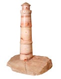 Antique Large Alabaster Sculptural Lighthouse Lamp