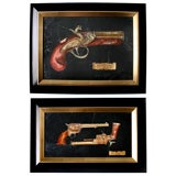 Pair of  Inlaid Scagliola Pistol Placques by Bianco Bianchi