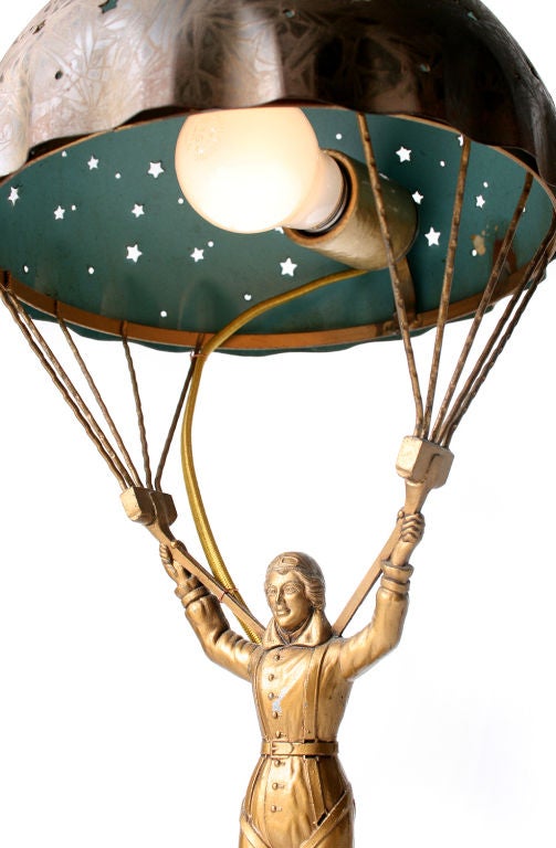 Metal Amelia Erhardt Parachute Lamp