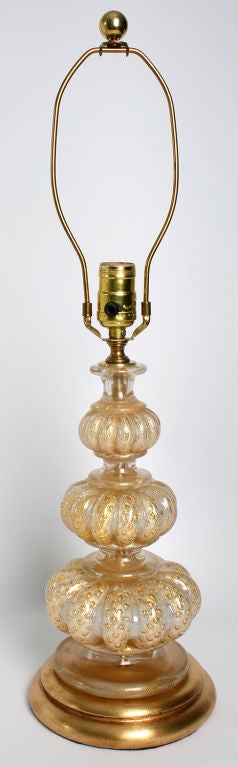 Pair of Barovier & Toso Cordonato D' Oro Lamps