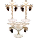 Vintage Murano Console Set with Grape Motif