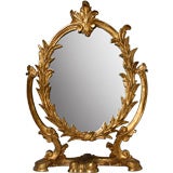 Hollywood Regency Hand Carved Gold Gilt Vanity Mirror