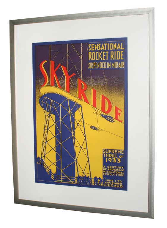 Original Skyride Poster Century of Progress 1933 Chicago