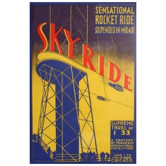 Vintage Original Skyride Poster Century of Progress 1933 Chicago