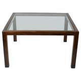 Midcentury solid Rosewod cocktail table with glass inset