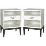 Pair of Paul Frankl Nighstands with stylized X  pulls